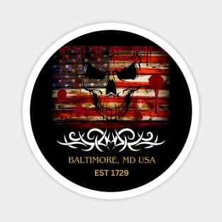 USA SKULL FLAG BALTIMORE MD DESIGN Magnet